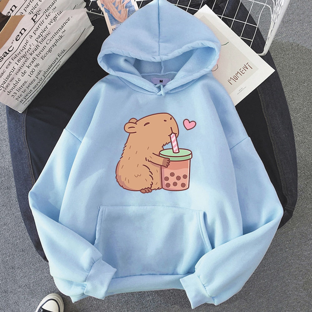 Capybara Loves Boba Tea Hoodie