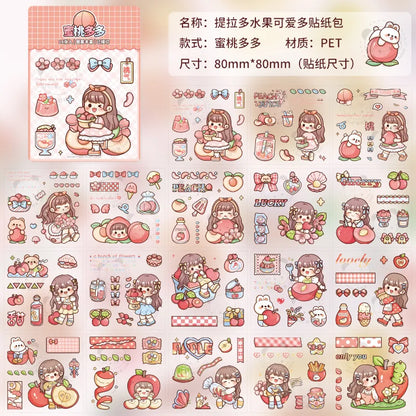 Kawaii Girl & Fruit Scrapbook Stickers