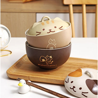 Ceramic Cat Ramen Bowls