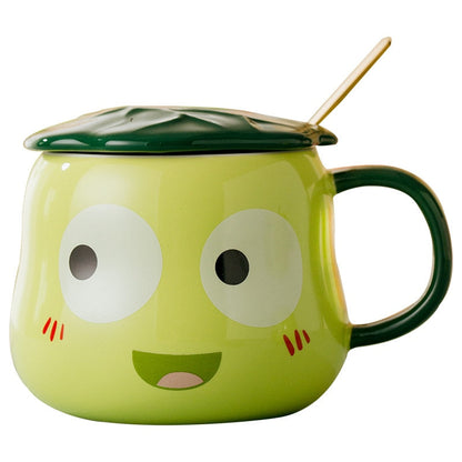 Frog Mug With Lid & Spoon