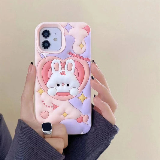 Pink Heart Bunny iPhone Case