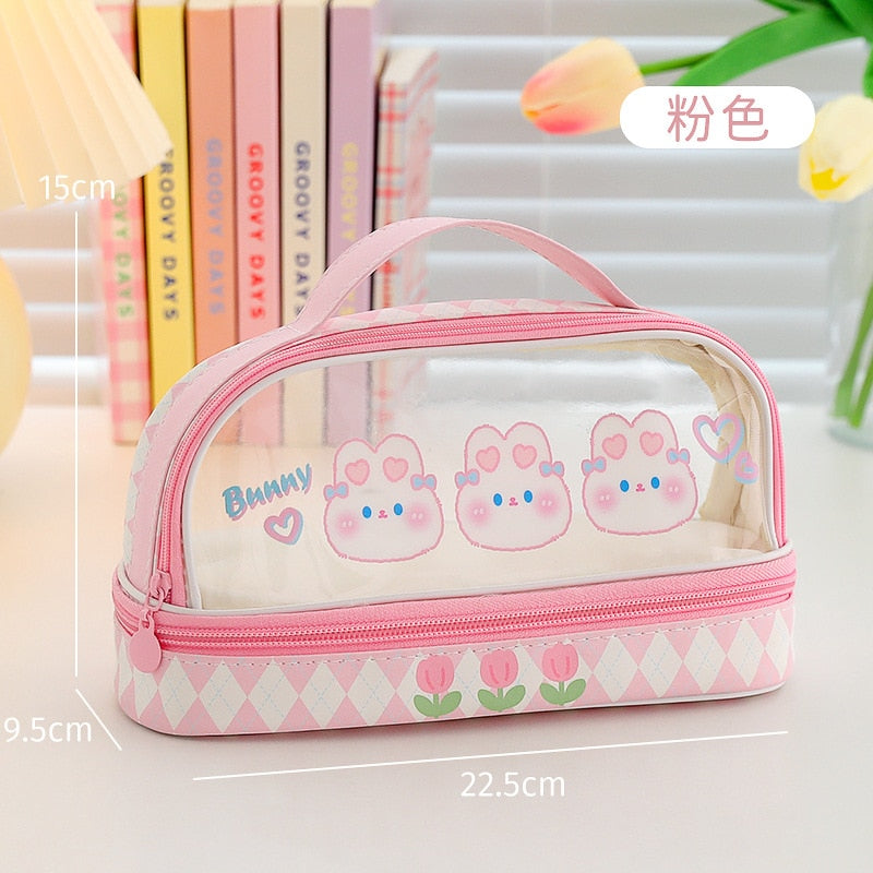 Cute Animals Transparent Pencil Case