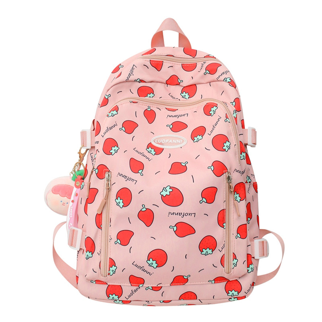 Strawberry Print Waterproof Backpack