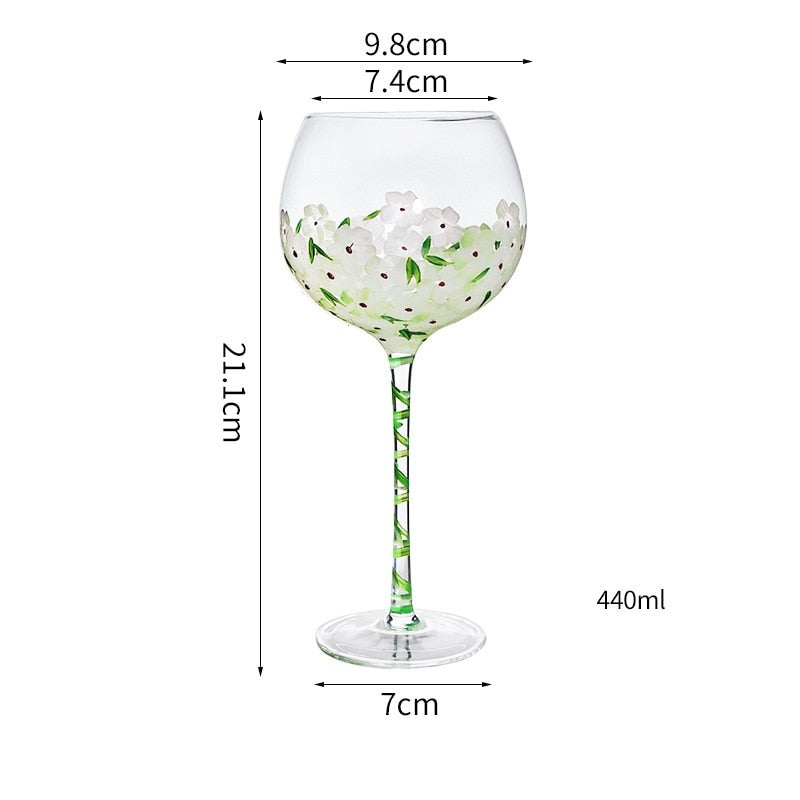 Hand Painted Flower Glass Stemware