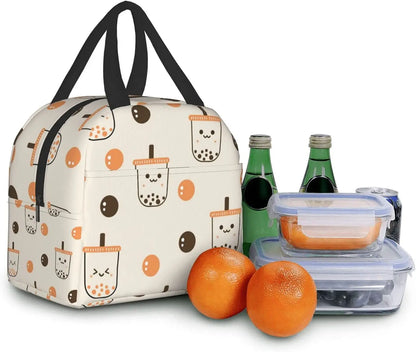 Boba Tea Print Insulated Lunch Bag