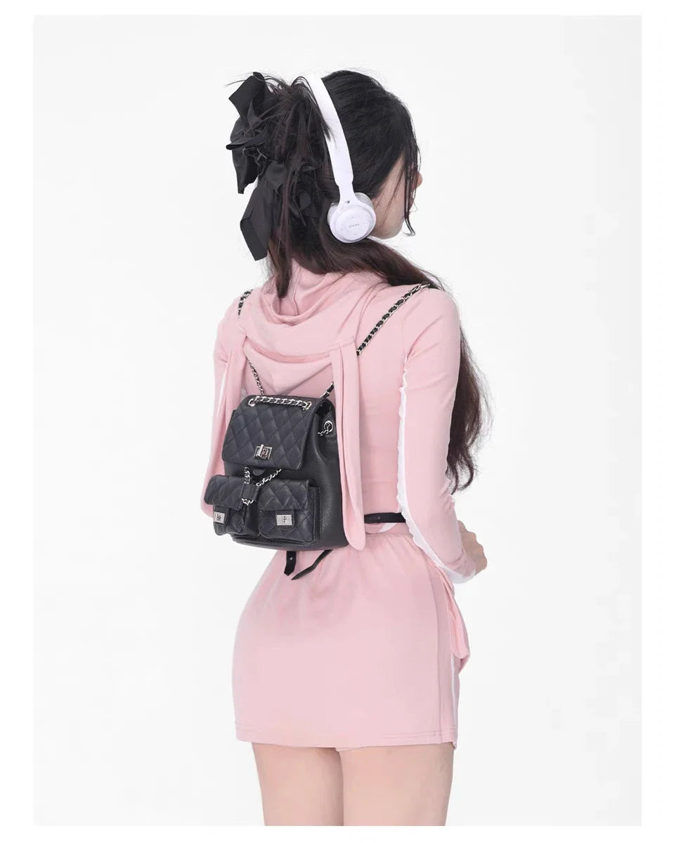 Outfit Chanel Hoodie Vintage Two Piece Bunny Ears Hoodie Outfit