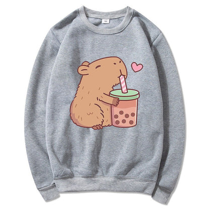 Capybara Loves Boba Tea Hoodie