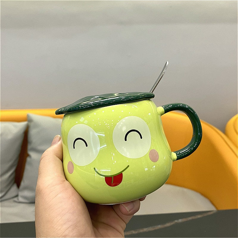 Frog Mug With Lid & Spoon