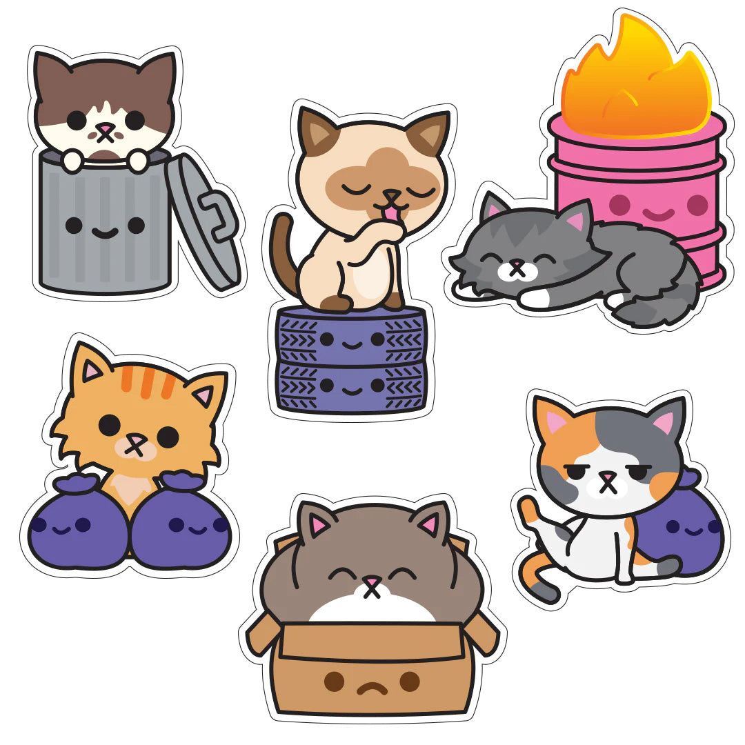 100% Soft: Stickers, Trash Kitties (6-PK)