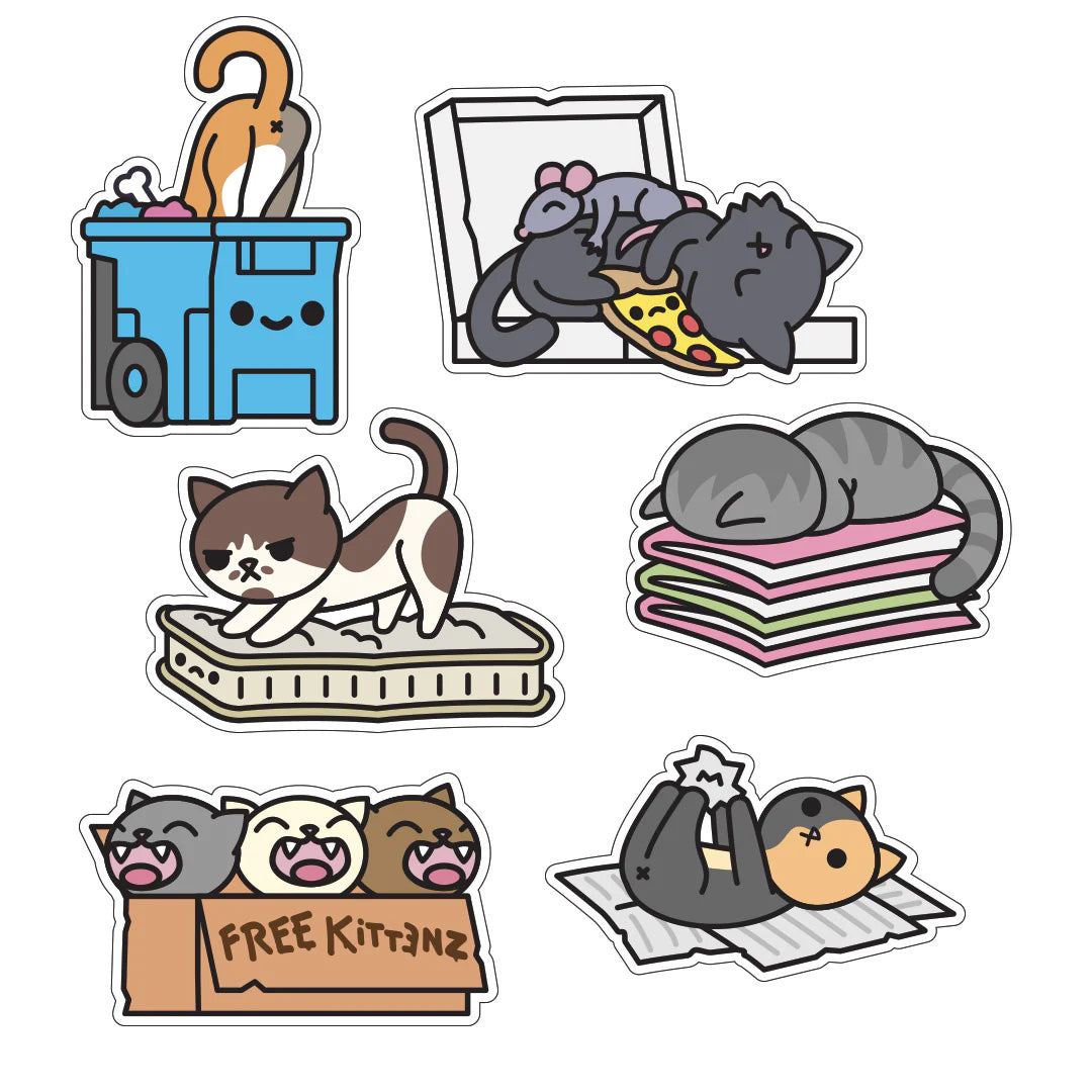 100% Soft: Stickers, Trash Kitties (S3) (6-PK)