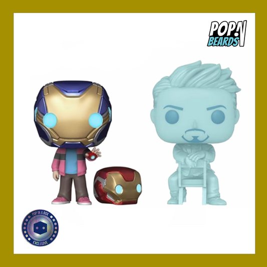 POP! Marvel: Endgame, Hologram Tony and Morgan (Helmet) (GITD) (2-PK) Exclusive