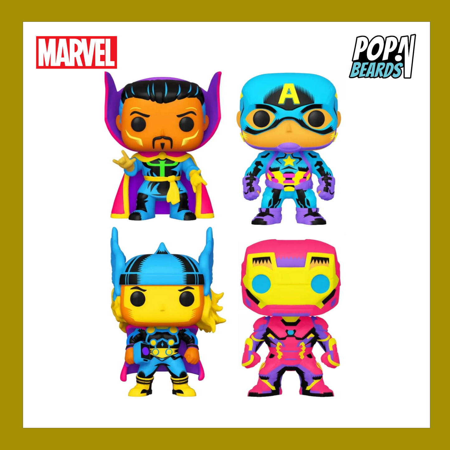 POP! Marvel: CPT America / Iron Man / Thor / Doctor Strange (BL) (4-PK) Exclusive