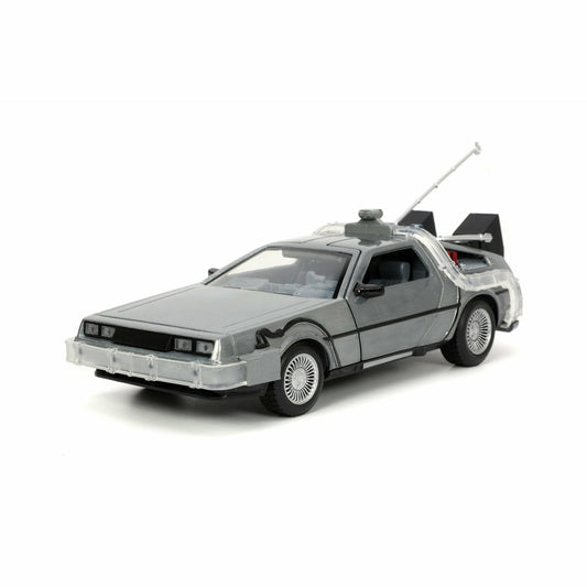 Zurück in die Zukunft, beleuchtete DeLorean-Zeitmaschine „Hollywood Rides“ im Maßstab 1:24 aus Druckguss 