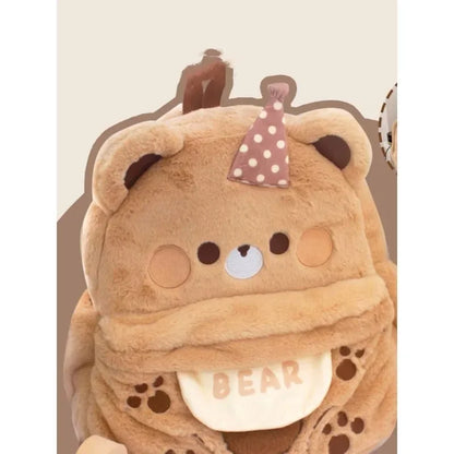 Sweet Plush Brown Bear Backpack