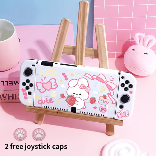 Cute Strawberry Bunny Nintendo Switch Case