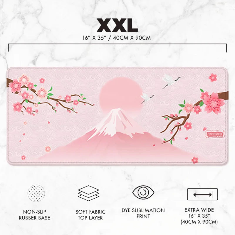 Mount Fuji Cherry Blossom Desk Pad