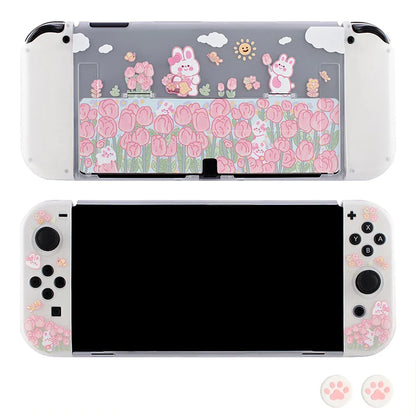 Cute Bunny Tulip Field Nintendo Switch Case