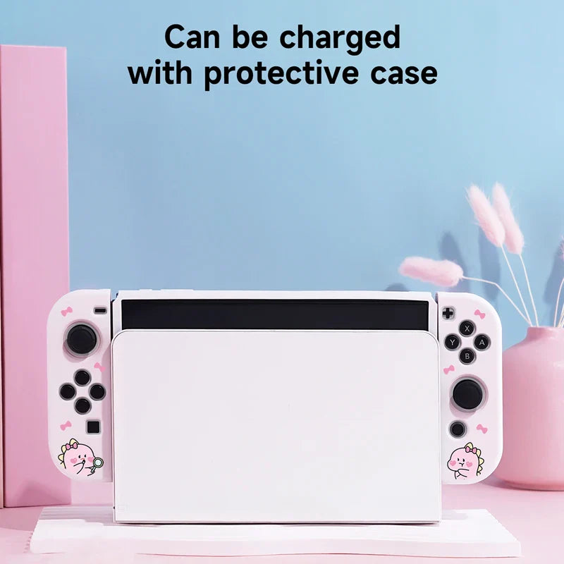 Kawaii Pink Dinosaur Nintendo Switch Cover