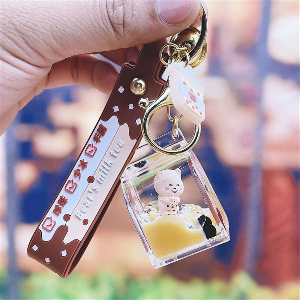 Boba Tea Bear Keychain