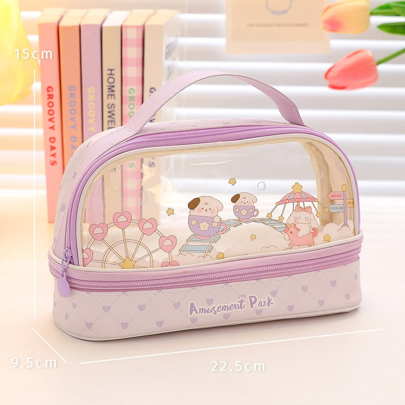 Cute Animals Transparent Pencil Case