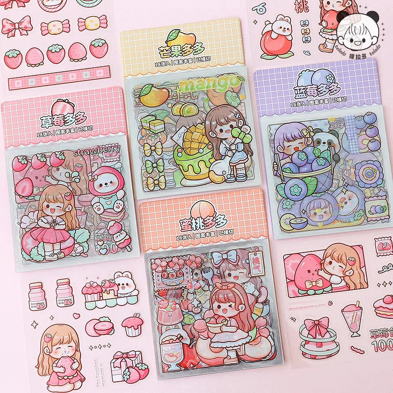 Kawaii Girl & Fruit Scrapbook Stickers