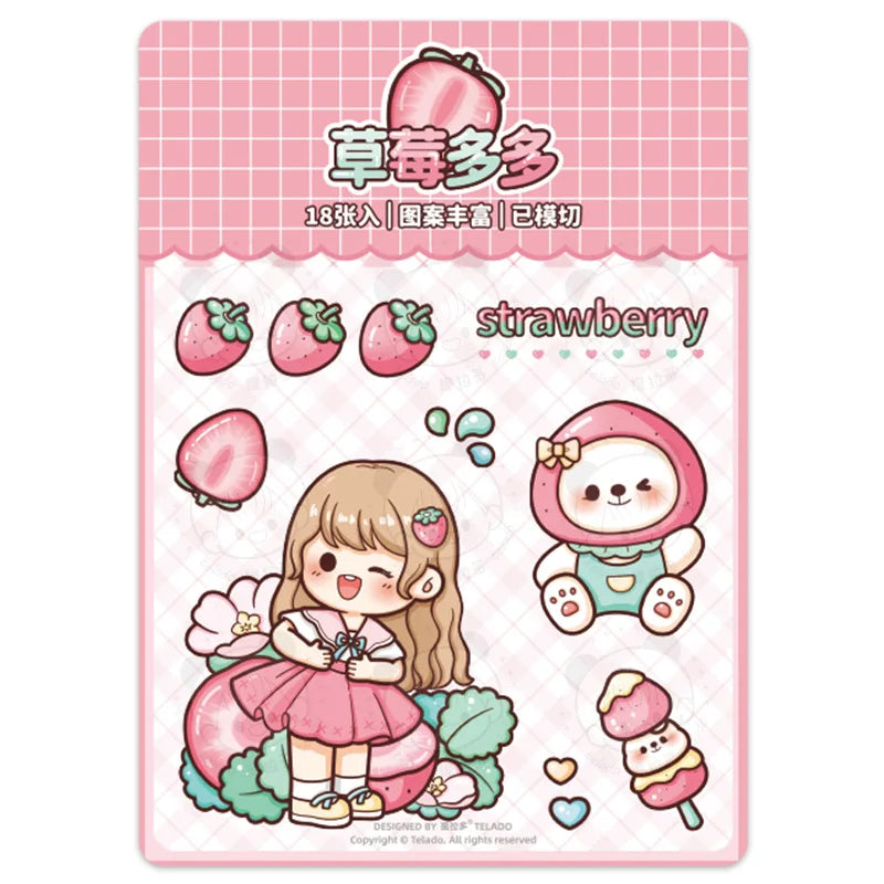 Kawaii Girl & Fruit Scrapbook Stickers