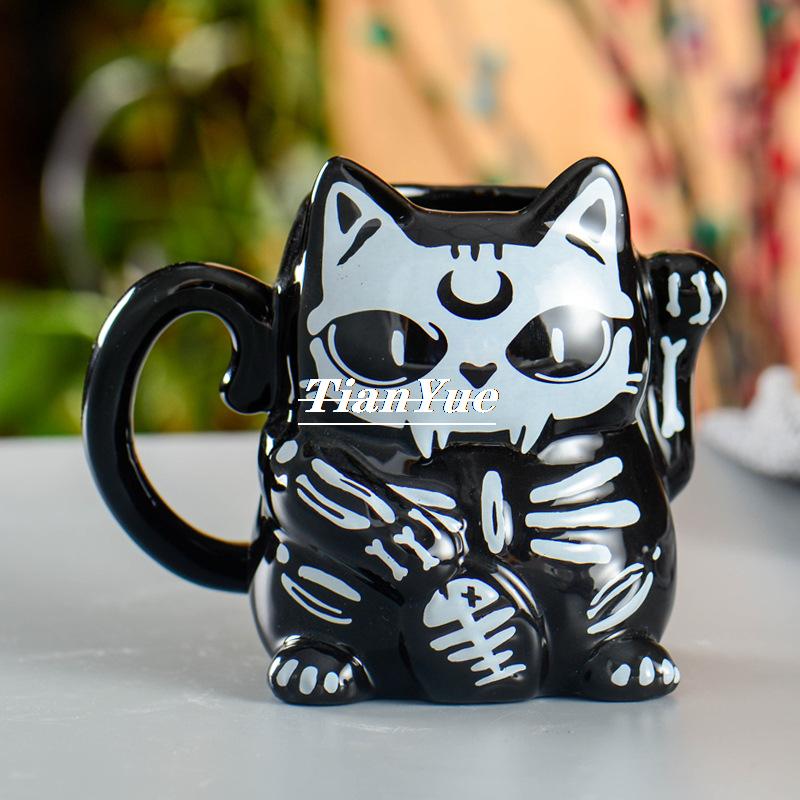 Maneki Neko Skeleton Mug