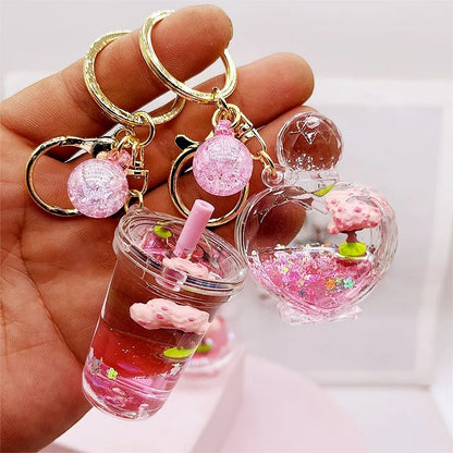 Cherry Blossom Tree Glitter Keychain