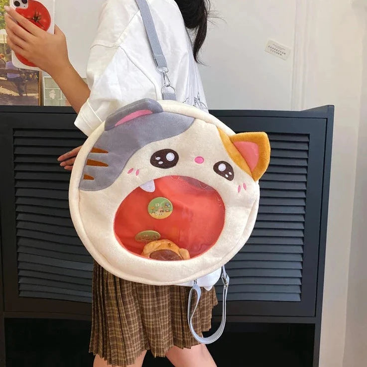 Plush Cat Pin Display Backpack