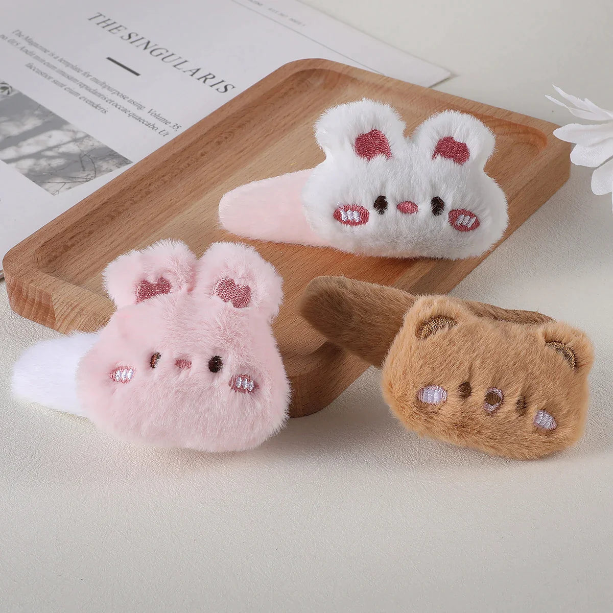 Bunny & Bear Plush Hair Clips