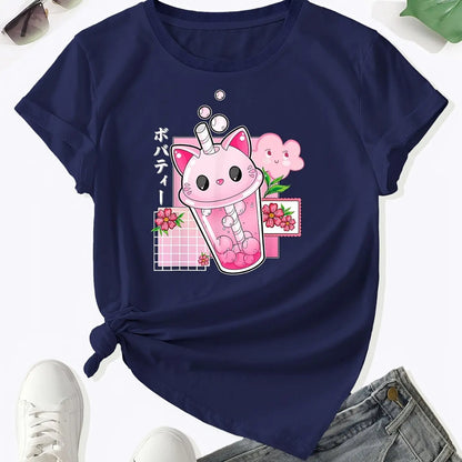 Boba Tea Cat Cup T-Shirt