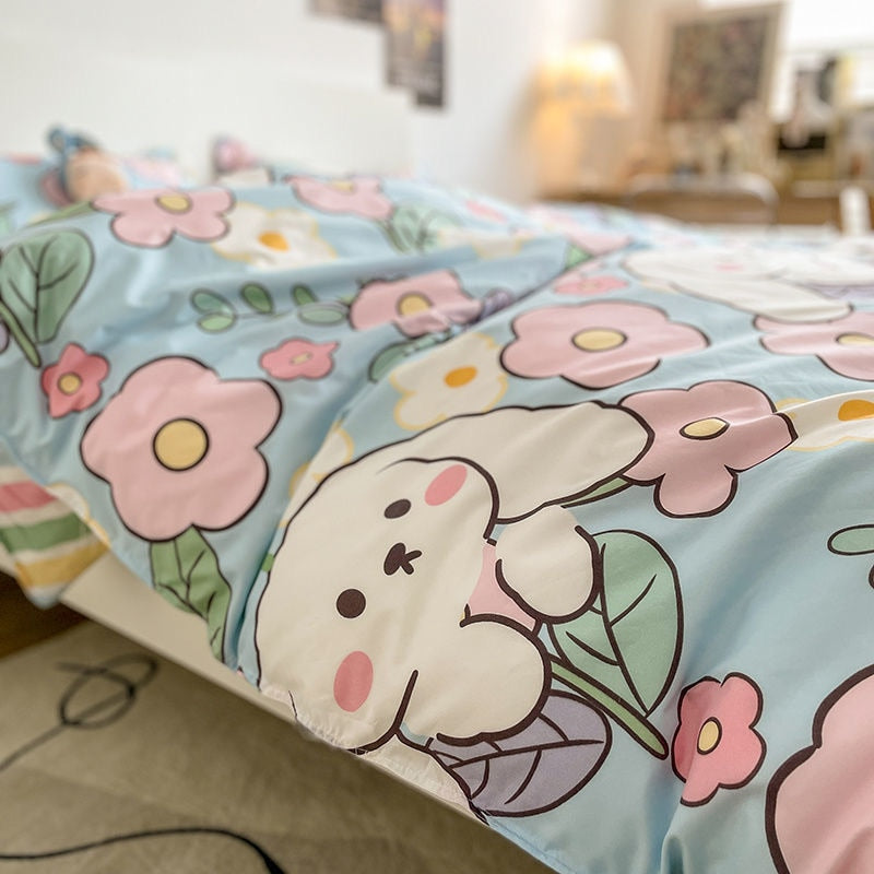 Flower Bunny Duvet Cover