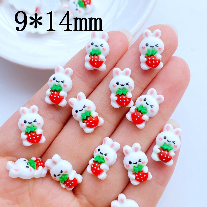 Strawberry Bunny Nail Charms