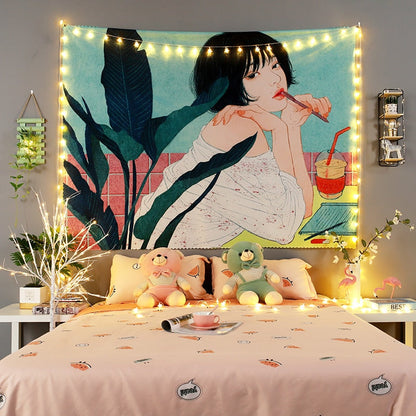 Kawaii Girl Wall Tapestries