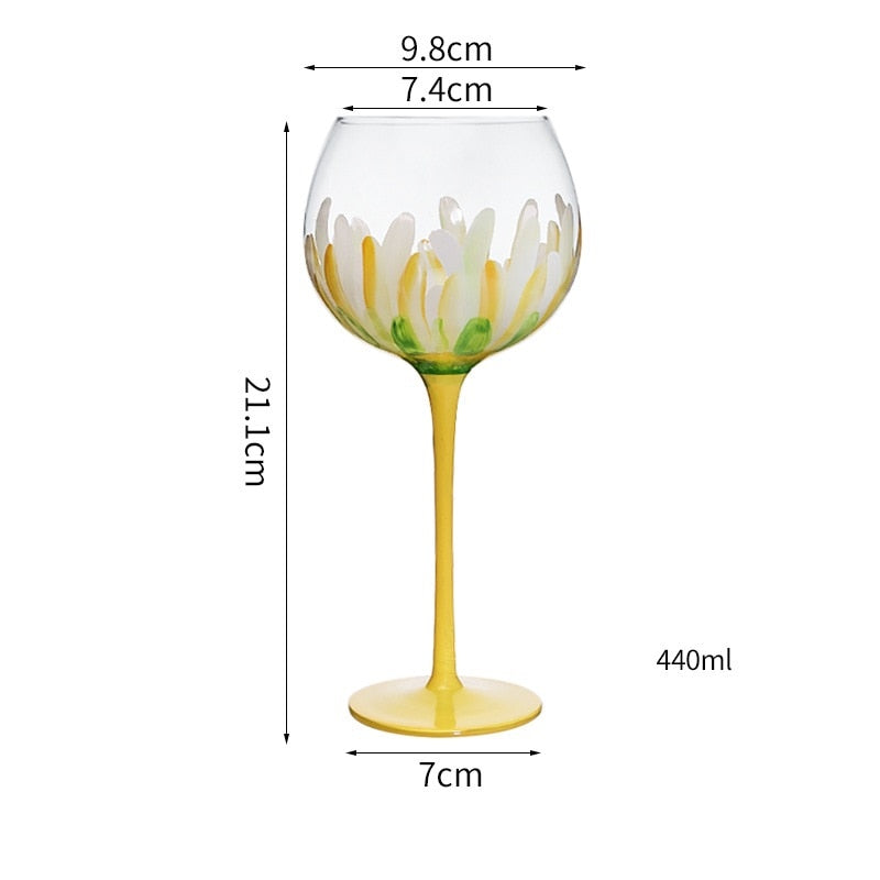 Hand Painted Flower Glass Stemware