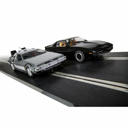 Scalextric 1980er TV – Back to the Future vs Knight Rider Slotcar-Rennset im Maßstab 1:32