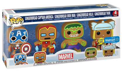 POP! Marvel: Holiday Gingerbread, CPT America / Iron Man / Hulk / Thor (GITD) (4-PCK) Exclusive