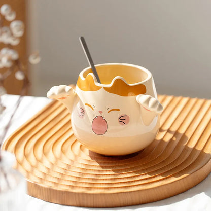 Ceramic Cat Mugs With Spoon