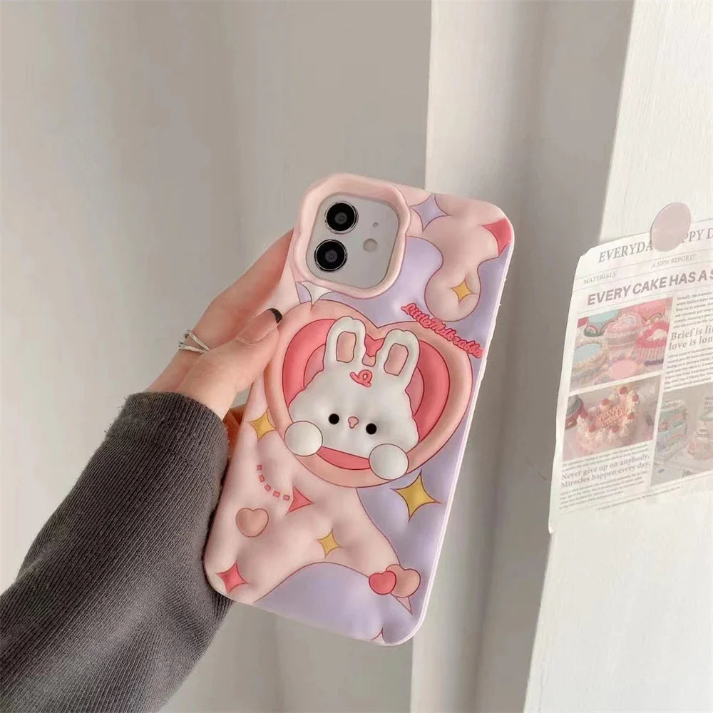 Pink Heart Bunny iPhone Case