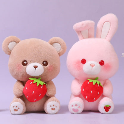 Strawberry Bear and Bunny Plushies