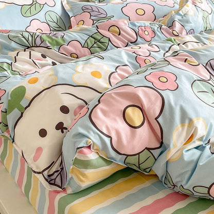 Flower Bunny Duvet Cover