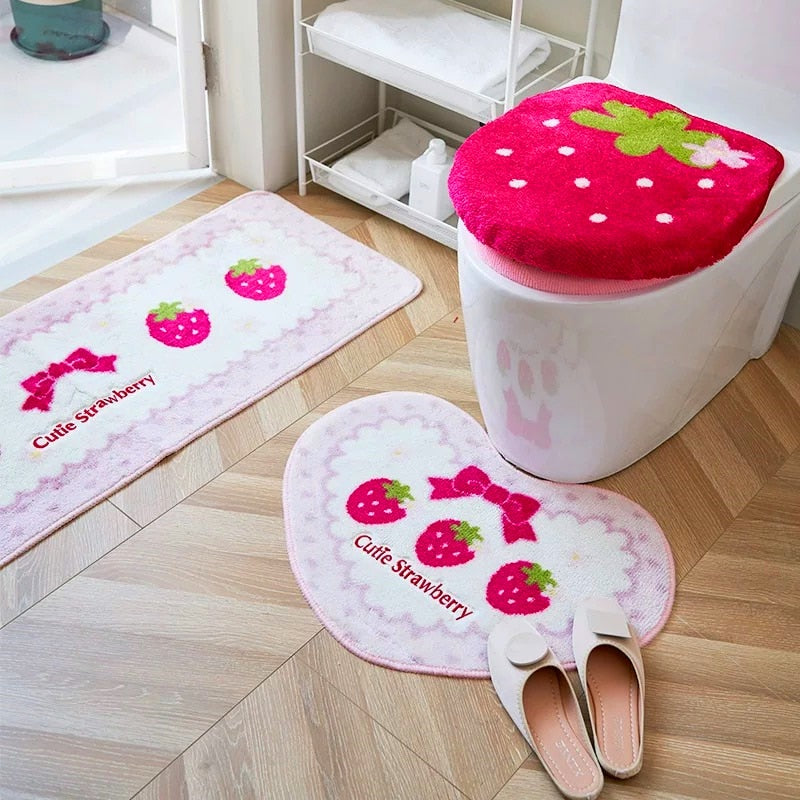 Strawberry Bathroom Decor Rugs