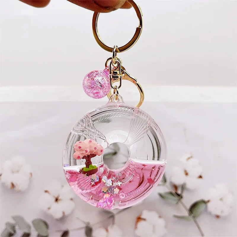 Cherry Blossom Tree Glitter Keychain