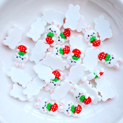 Strawberry Bunny Nail Charms