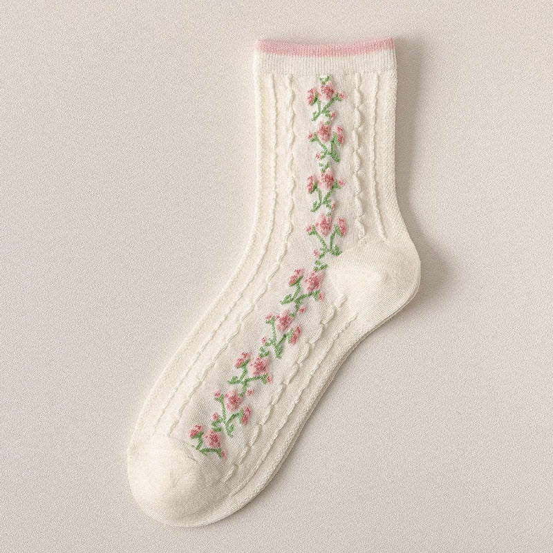 Pink Floral Socks