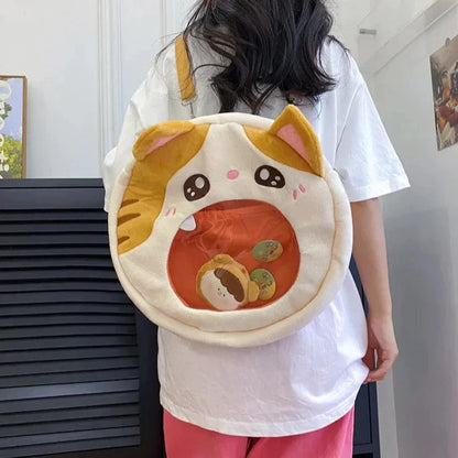 Plush Cat Pin Display Backpack