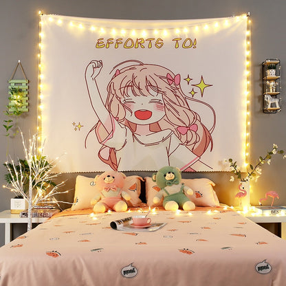 Kawaii Girl Wall Tapestries