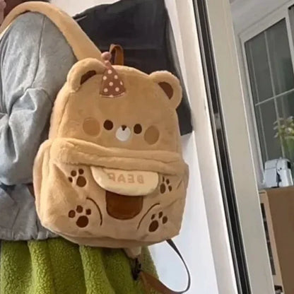 Sweet Plush Brown Bear Backpack