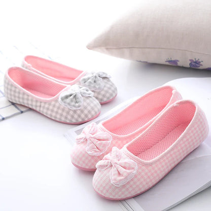Cute Gingham Cotton Slippers