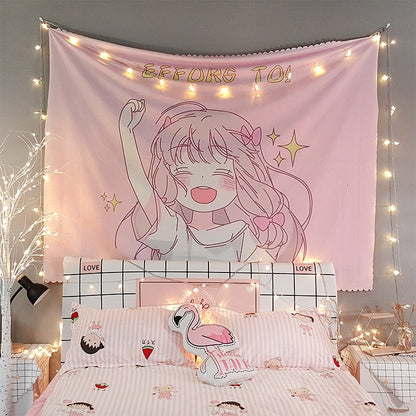 Kawaii Girl Wall Tapestries